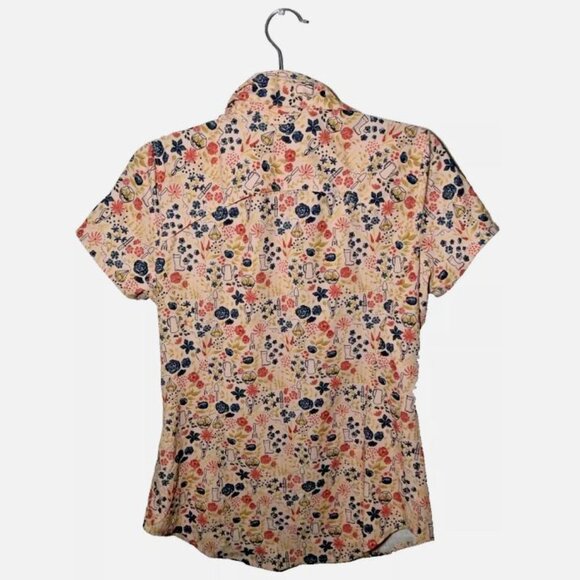 Duluth TradingXS Vented Shirt Women’s Pink Floral Short Sleeve Button Front - Picture 4 of 4